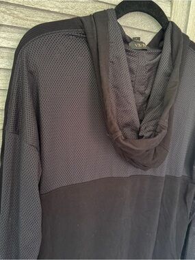 Alala Black Mesh Hoodie Tunic Dress Micro Modal Long Sleeve Size Medium